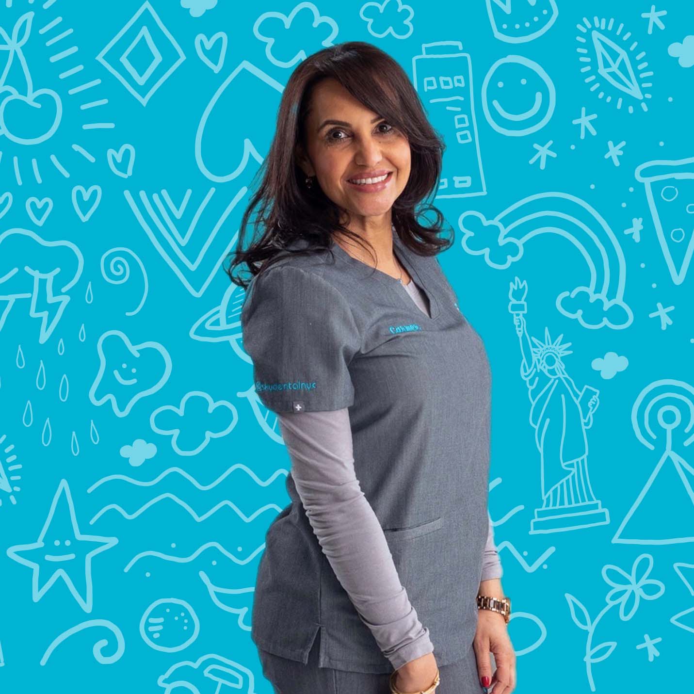 Carmen, Dental Assistant at Sky Kids Dental smiles for the camera.
