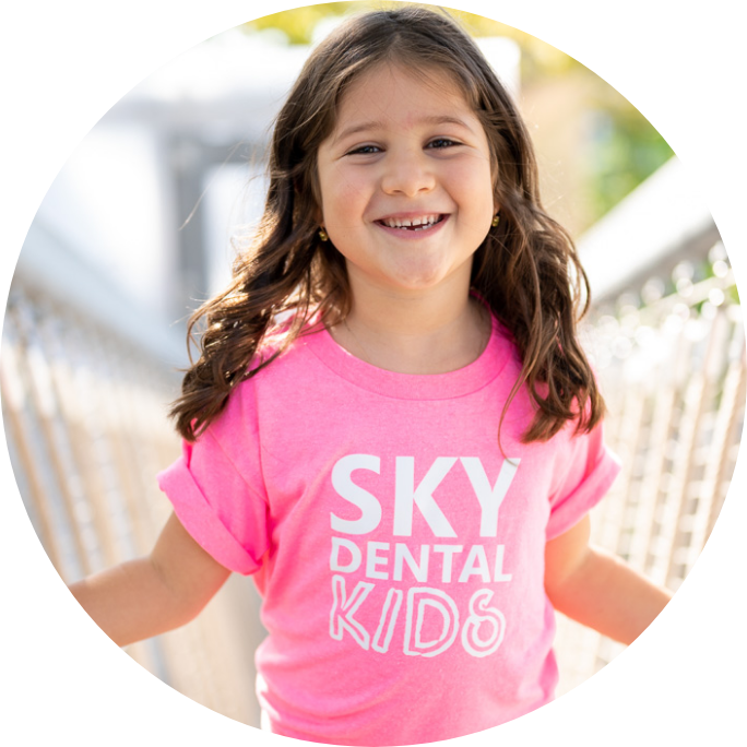 Happy Sky Dental Girl Patient wearing a shirt